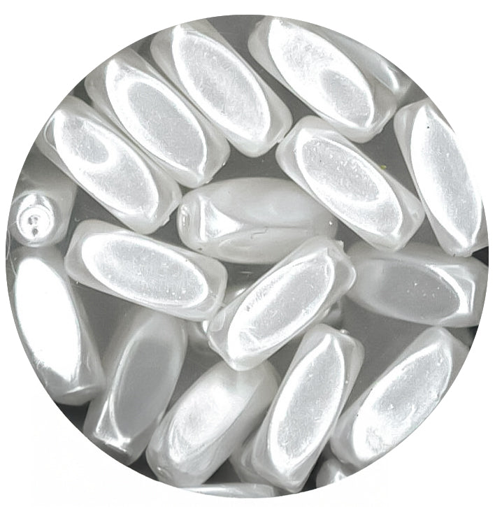 Wachsperle Olive eckig weiß 5x12mm 20 Stk./Dose