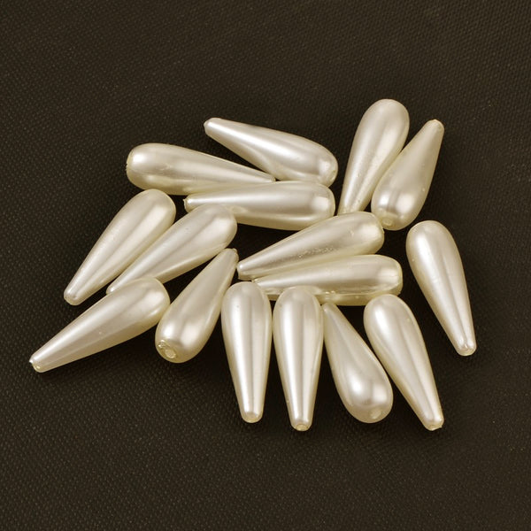 Wachsperle Tropfen cremeweiß 30x10mm 25 Stk/Pkg.