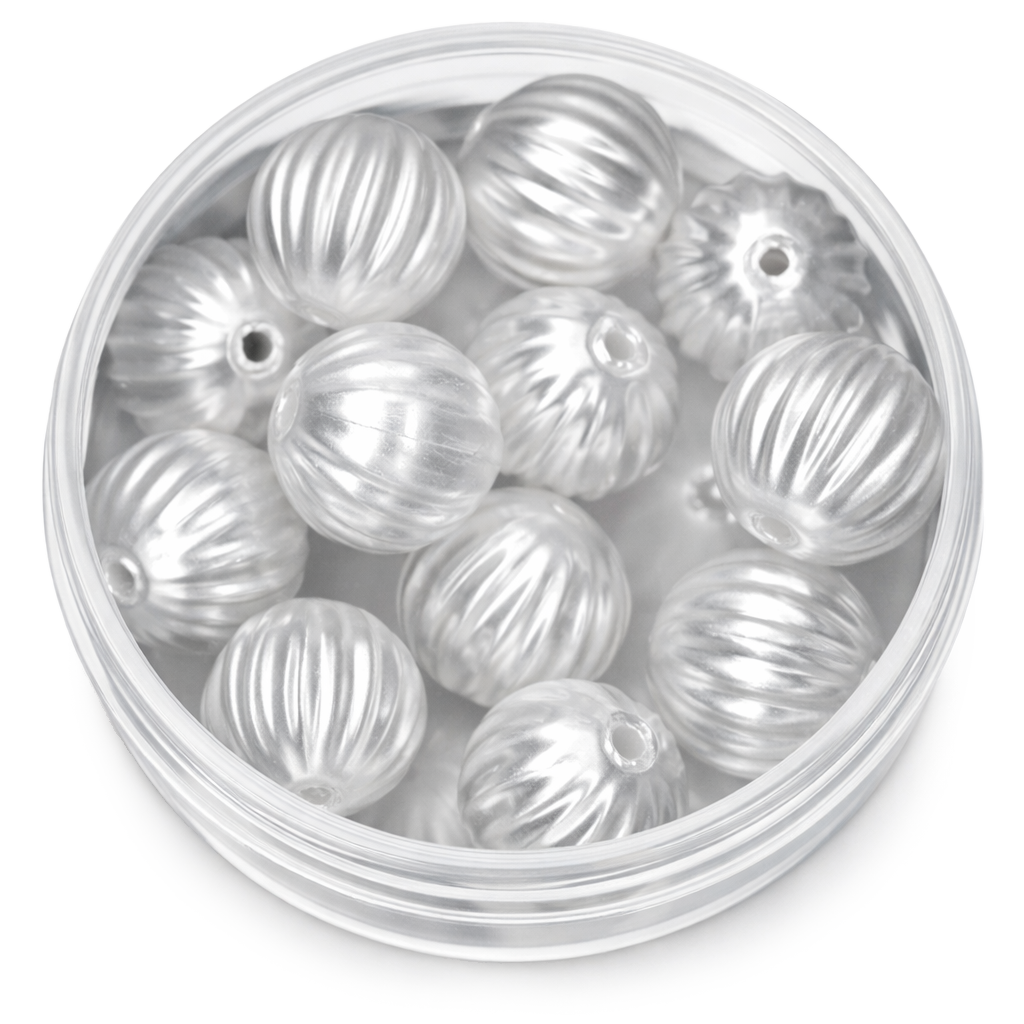 Wachsperle Kugel gerillt weiss 10 mm 12 Stk./Dose