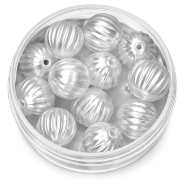 Wachsperle Kugel gerillt weiss 10 mm 12 Stk./Dose