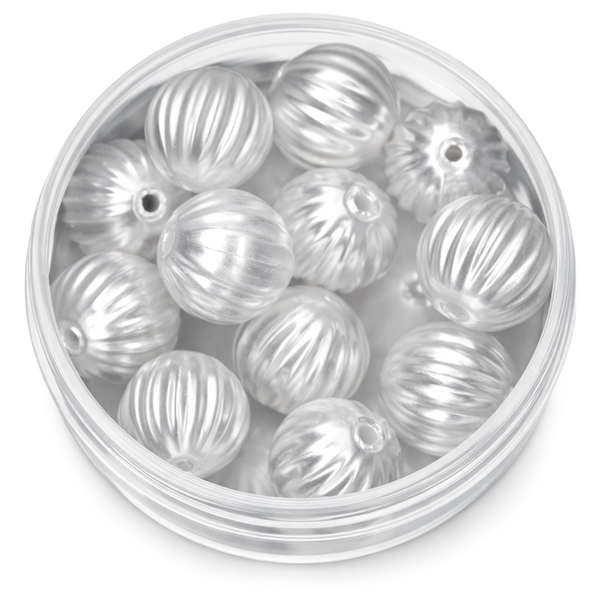 Wachsperle Kugel gerillt weiss 10 mm 12 Stk./Dose