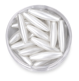 Wachsperlen Olive lang 5x20mm, 20 Stück/Dose, weiß