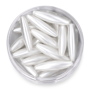Wachsperle Olive lang weiss 5x20mm 20 Stk./Dose
