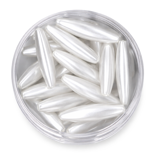 Wachsperle Olive lang weiss 5x20mm 20 Stk./Dose