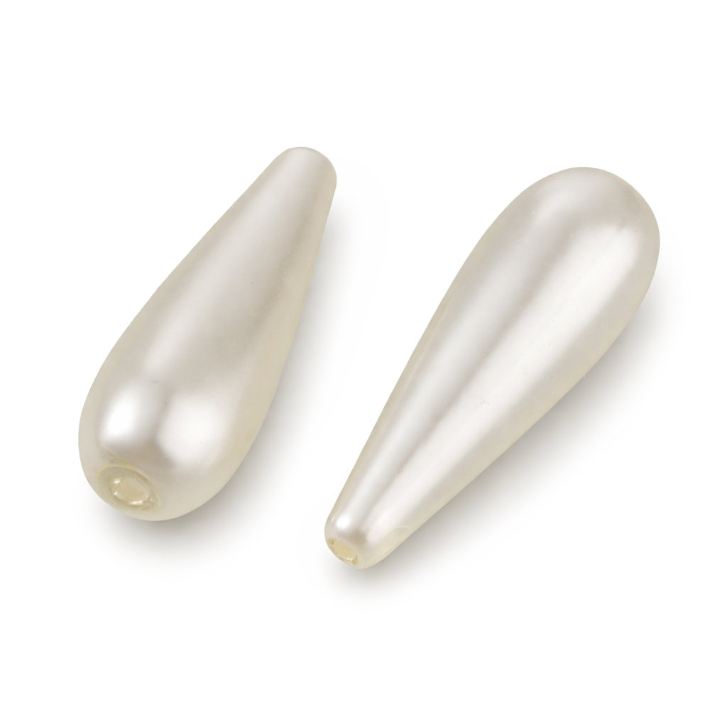 Wachsperle Tropfen weiß 30x10mm, 25 Stk/Pkg.