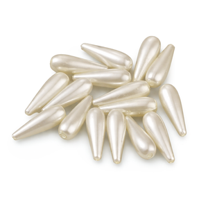 Wachsperle Tropfen weiß 30x10mm, 25 Stk/Pkg.