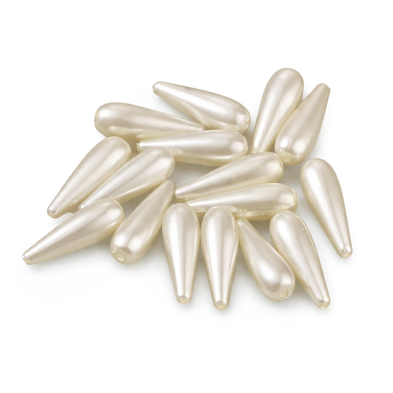 Wachsperle Tropfen weiß 30x10mm, 25 Stk/Pkg.