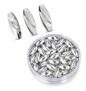 Wachsperle Olive gedreht silber 14mm 35 Stk./Dose