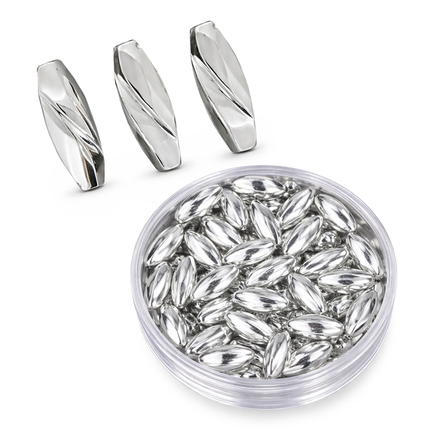 Wachsperle Olive gedreht silber 14mm 35 Stk./Dose