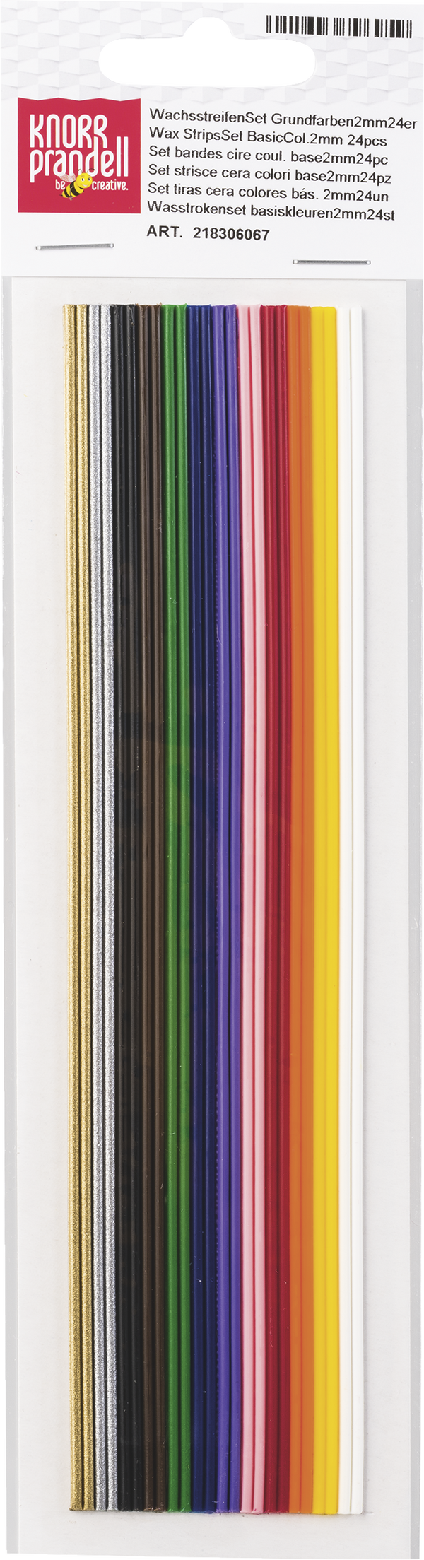 Wachsstreifen Sortiment 200 mm Ø 2 mm Grundfarben 24 Stück/Verpackung