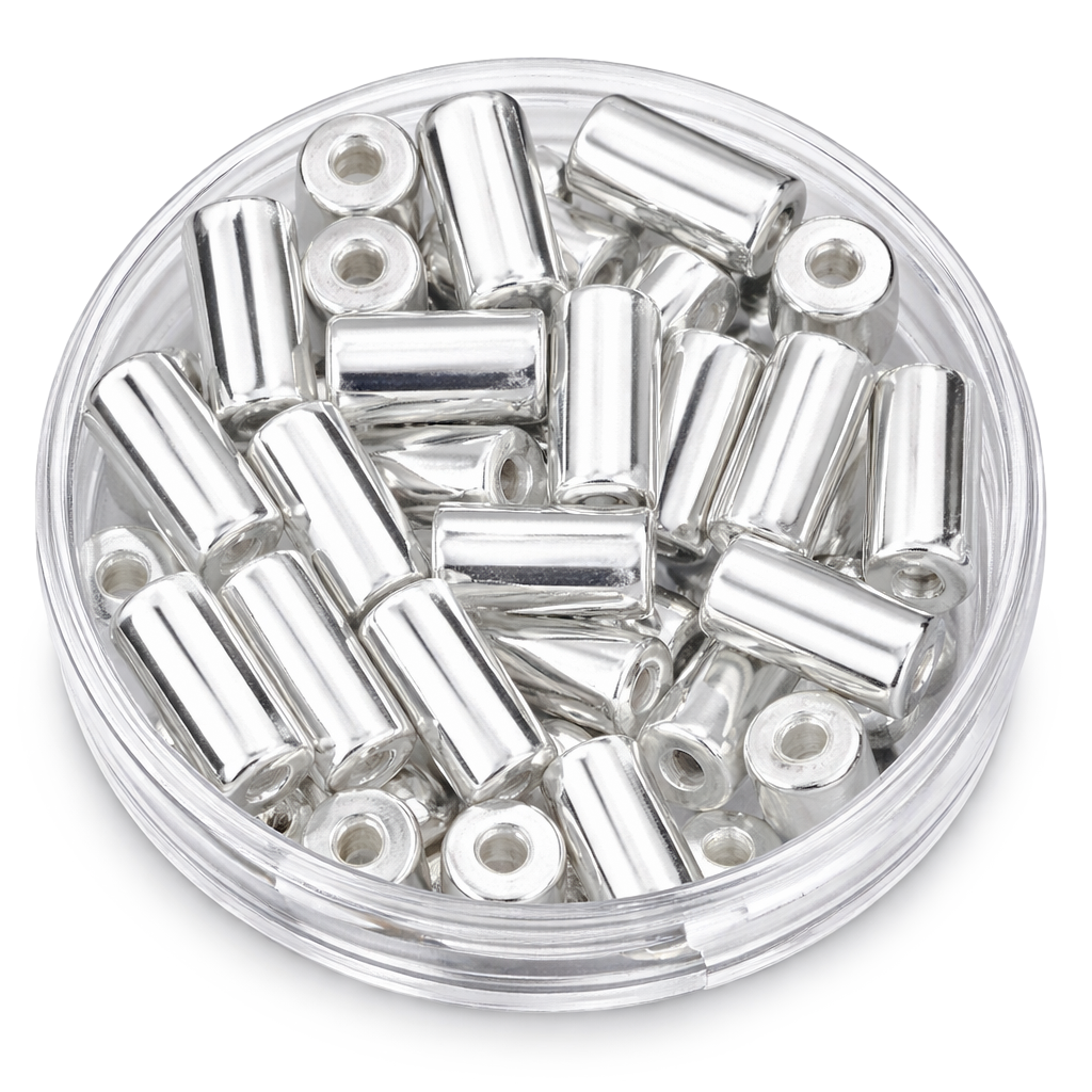Wachsperle Walze silber 4x9mm 35 Stk./Dose