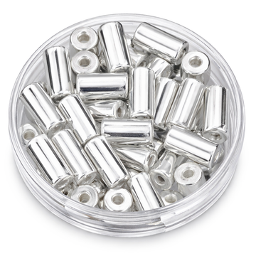 Wachsperle Walze silber 4x9mm 35 Stk./Dose