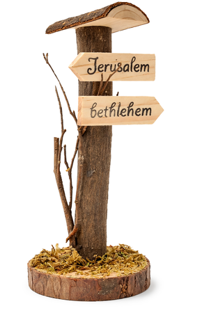 Wegweiser Jerusalem Betlehem aus Holz 14cm
