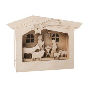 Weihnachtskrippe Holzbausatz DIY 3D Motivrahmen 24x24x6,3cm