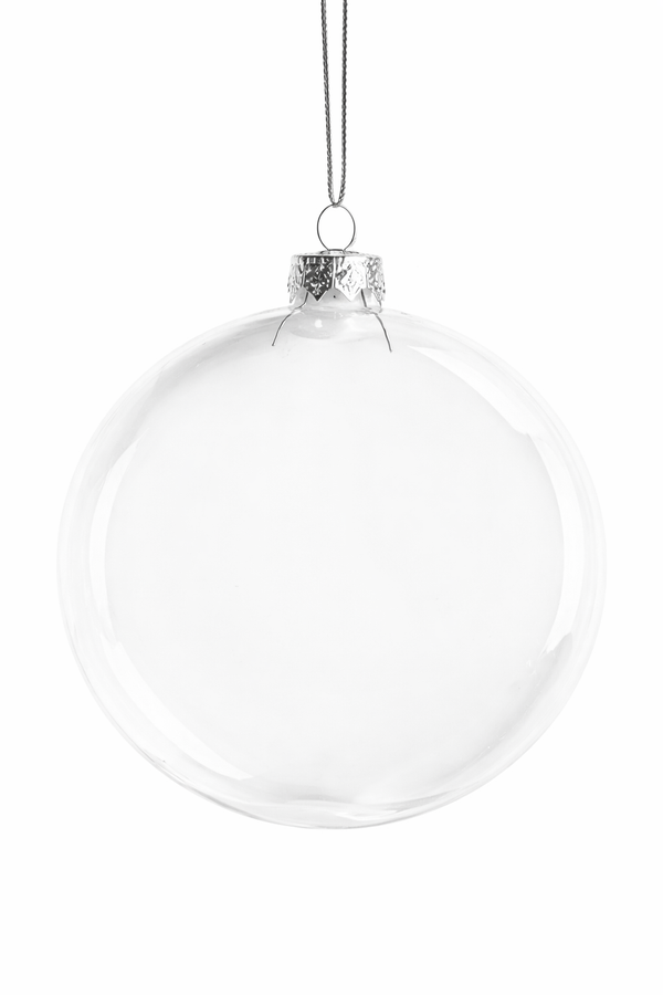 Glaskugel flach Medaillon transparent 8cm 1 Stück