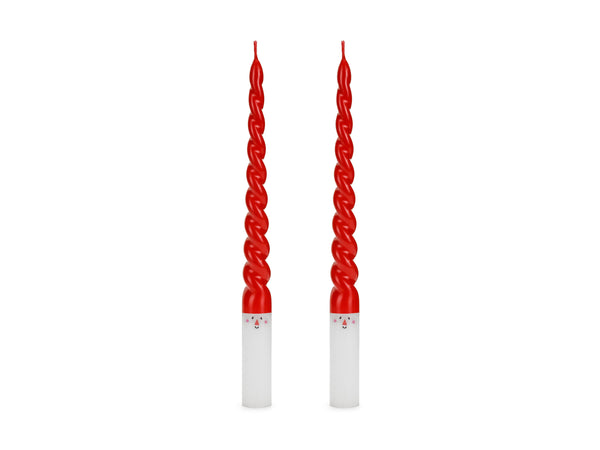Santa Candle Weihnachtsmann-Kerze Stabkerzen 2 Stück rot/weiß 25cm
