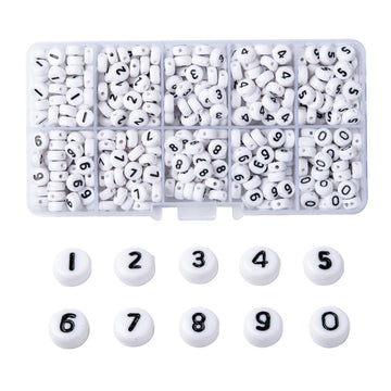 Acrylperlen-Set Zahlen 0~9 7x4mm 720 Stück/Box