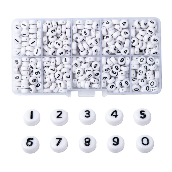 Acrylperlen-Set Zahlen  0~9 7x4mm 720 Stück/Box