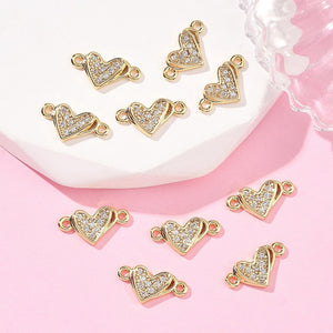 Zirkonia Herz-Zwischenteil Connector Charm 13x7mm 1 Stück