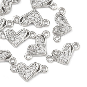 Zirkonia Herz-Zwischenteil Connector Charm 13x7mm 1 Stück