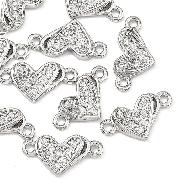 Zirkonia Herz-Zwischenteil Connector Charm 13x7mm 1 Stück