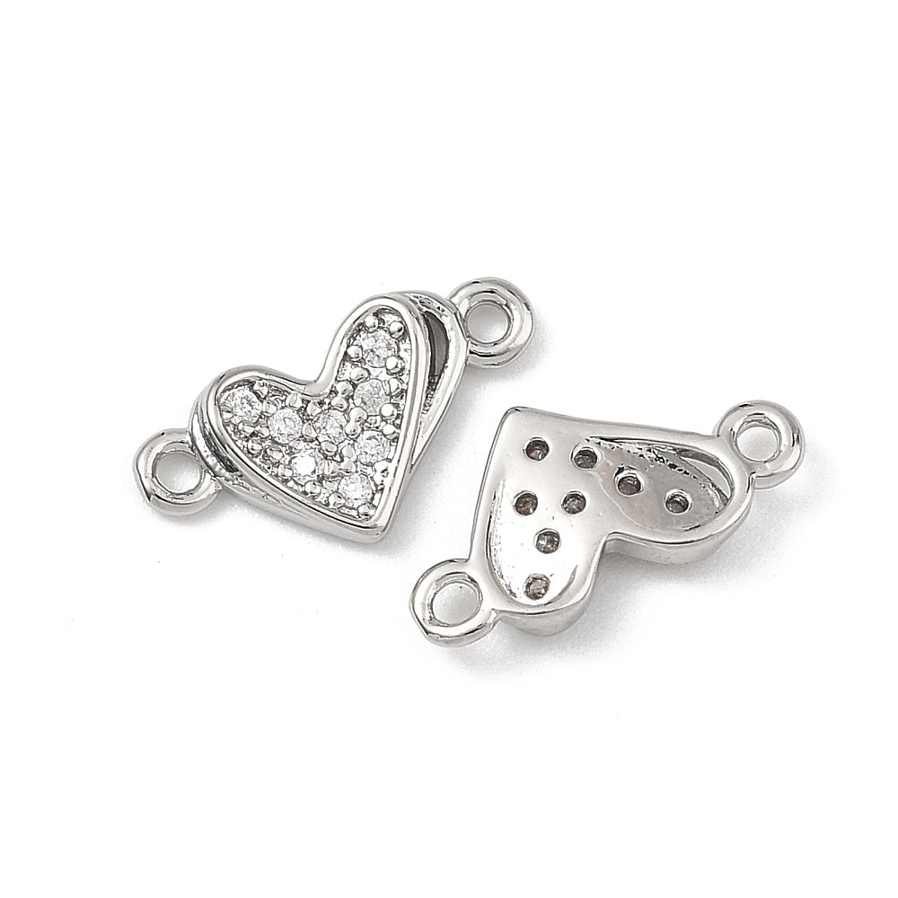 Zirkonia Herz-Zwischenteil Connector Charm 13x7mm 1 Stück