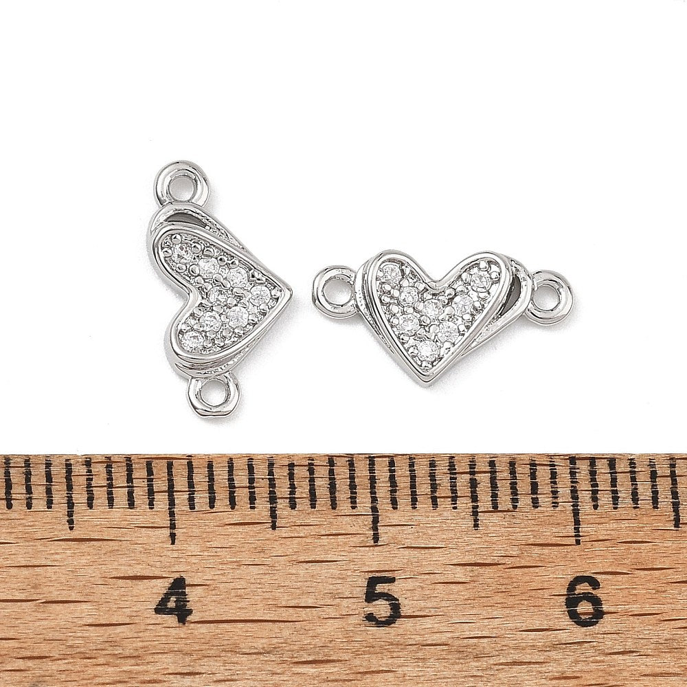 Zirkonia Herz-Zwischenteil Connector Charm 13x7mm 1 Stück