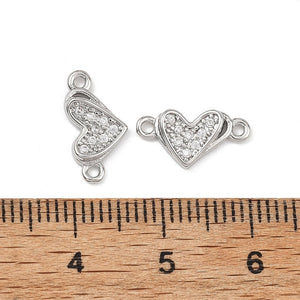 Zirkonia Herz-Zwischenteil Connector Charm 13x7mm 1 Stück
