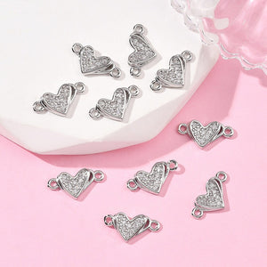 Zirkonia Herz-Zwischenteil Connector Charm 13x7mm 1 Stück