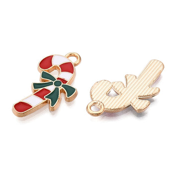 Emaille-Charm Zuckerstange gold 22,5x13mm 1 Stück
