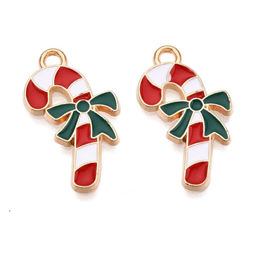 Emaille-Charm Zuckerstange gold 22,5x13mm 1 Stück