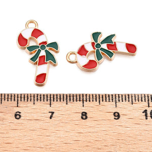 Emaille-Charm Zuckerstange gold 22,5x13mm 1 Stück