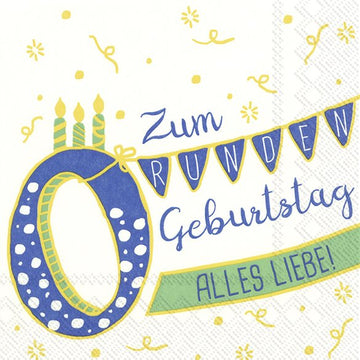 Zum runden Geburtstag grün IHR Servietten 20 Stück 33x33cm