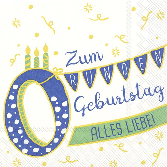 Zum runden Geburtstag grün IHR Servietten 20 Stück 33x33cm
