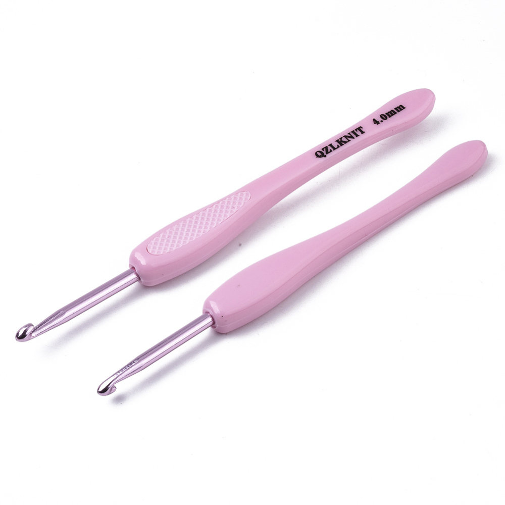 Ergonomisches Häkelnadel-Set mit rosa Griff  8-teilig Aluminium 2,5–6 mm