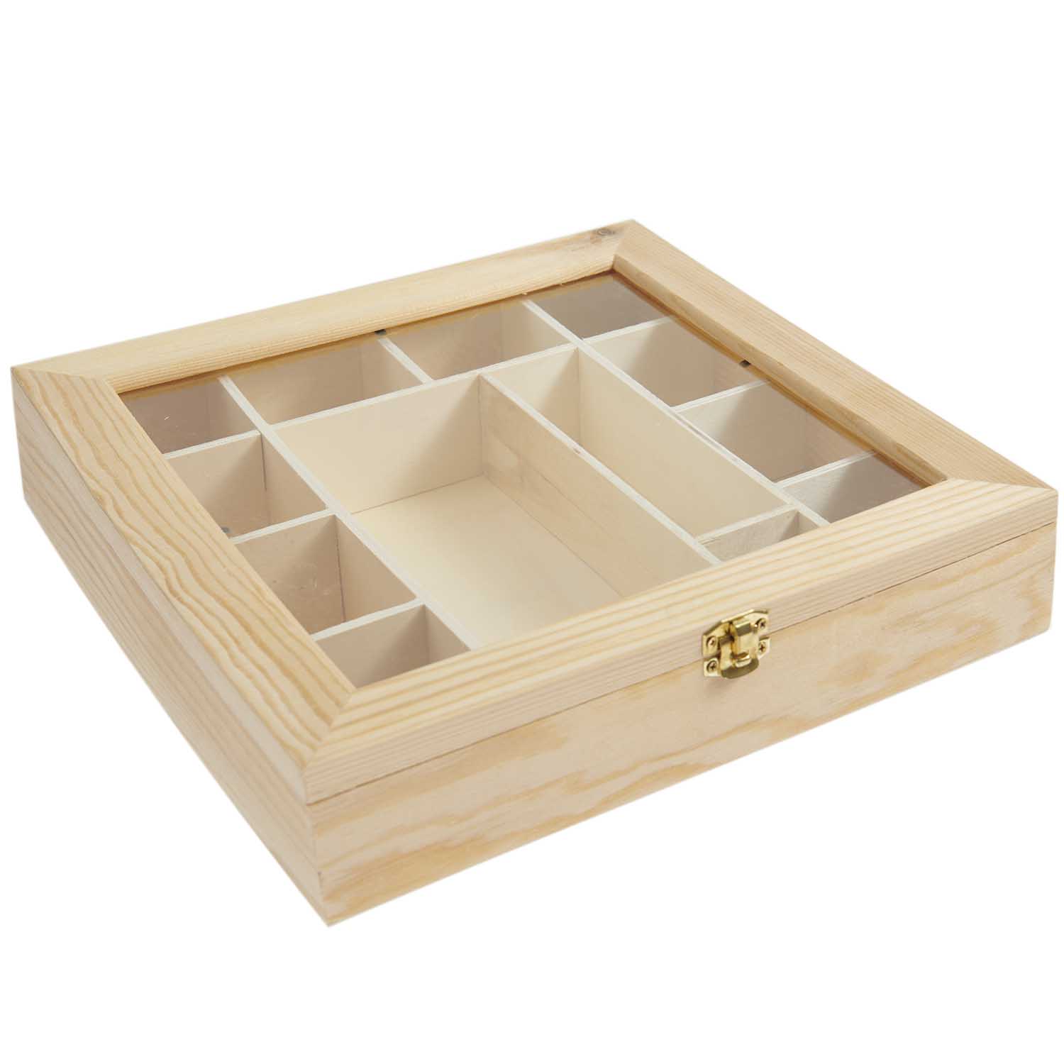 Sortierbox aus Holz mit Sichtfenster 27,1 x 27,6 x 5,5 cm