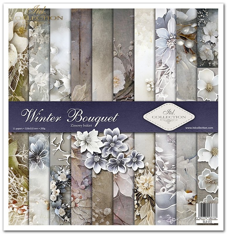 Scrapbooking Papier Winter Bouquet Set 310x320 mm 200 g/m2 10 Stück 