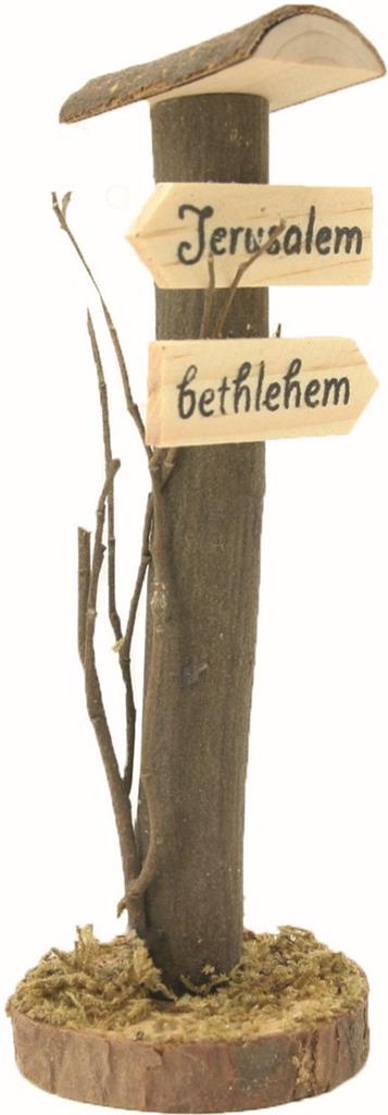 Wegweiser Jerusalem Betlehem aus Holz 14cm