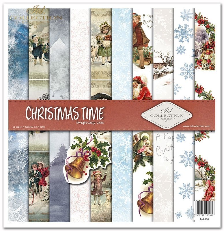 Scrapbooking Papier Christmas Time Set 310x320 mm 200 g/m2 10 Stück 