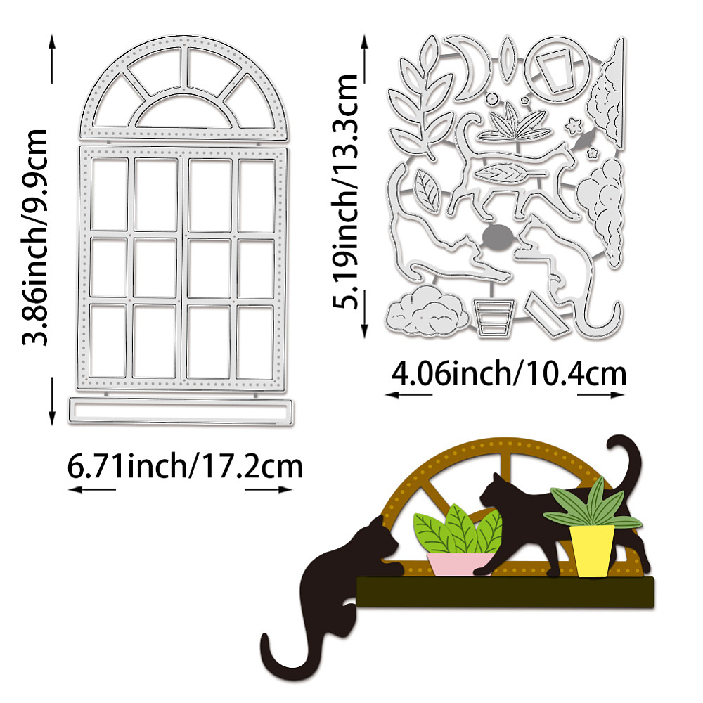 Stanzschablonen-Set Fenster mit Katzen 23-teilig