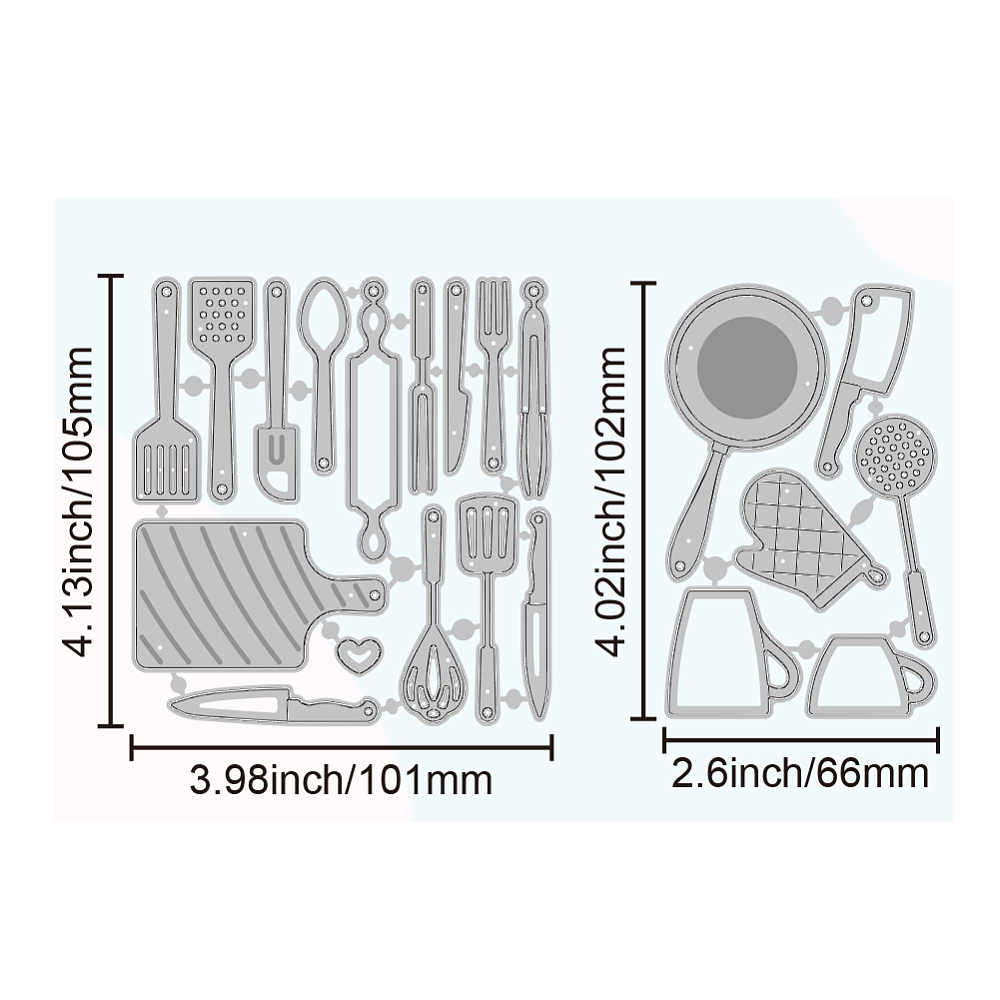 Stanzschablonen- Set besteck Küchenutensilien 21-teilig