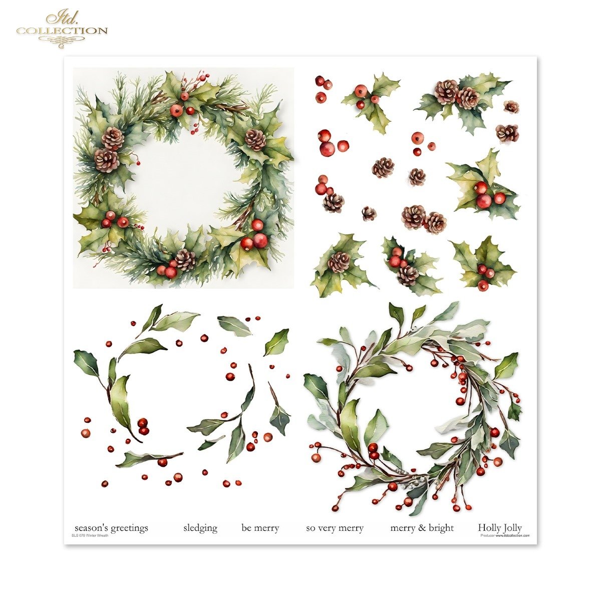 Scrapbooking Papier Winter Wreath Set 310x320 mm 200 g/m2 10 Stück 