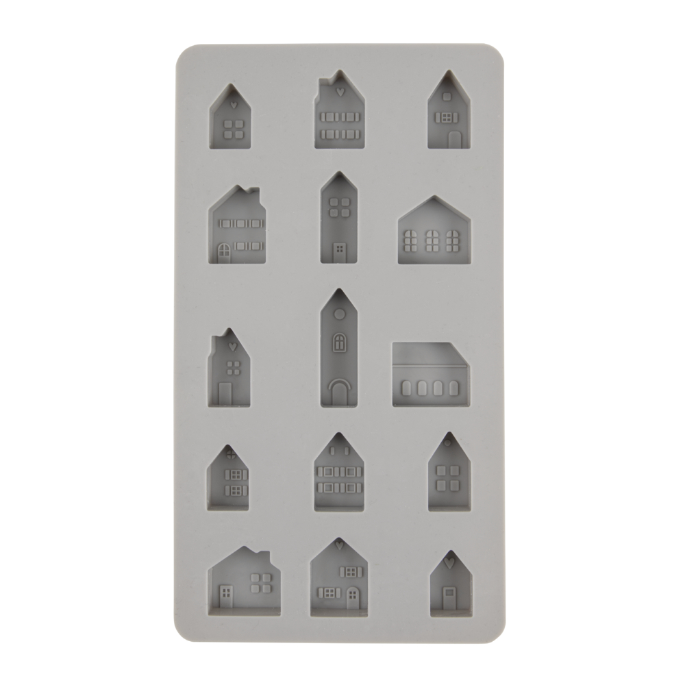  Silikon Gießform Mini Häuser 14,5x26x1,5cm 15 Formen 1 Stück 