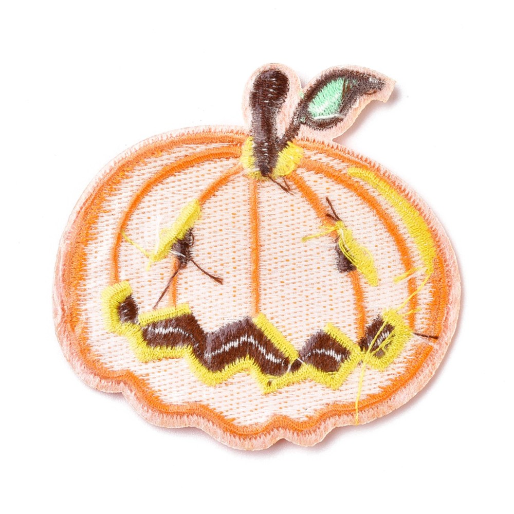 Patch Halloween-Kürbis Jack-O'-Lantern Aufbügeln/Aufnähen orange 6,4x6,6cm 1 Stück 