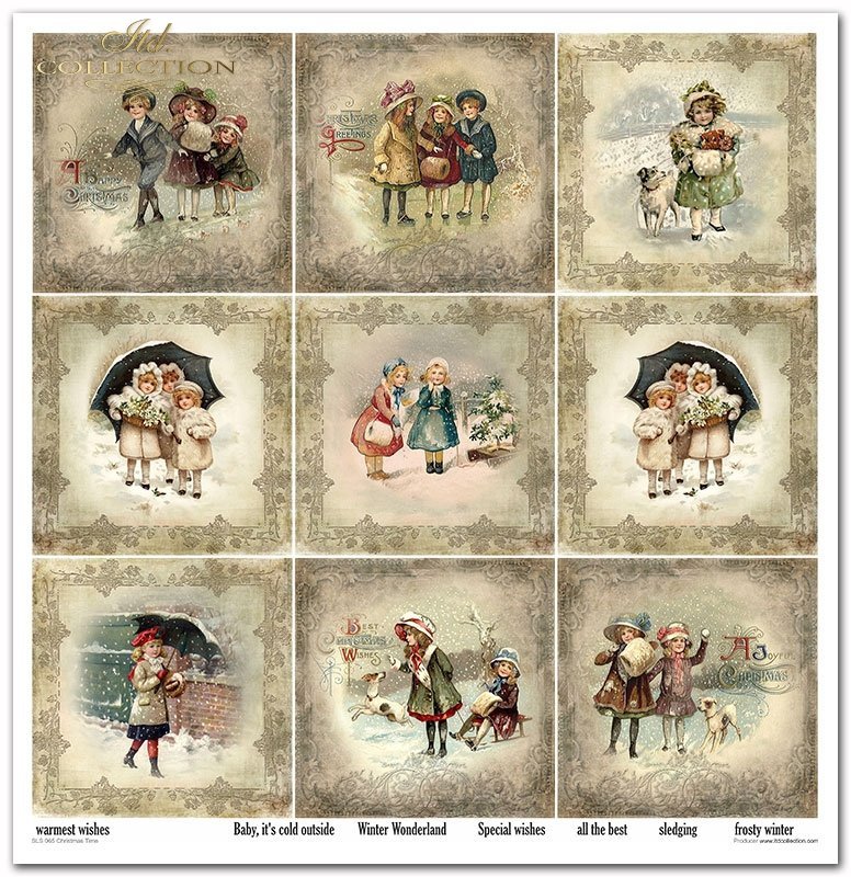 Scrapbooking Papier Christmas Time Set 310x320 mm 200 g/m2 10 Stück 