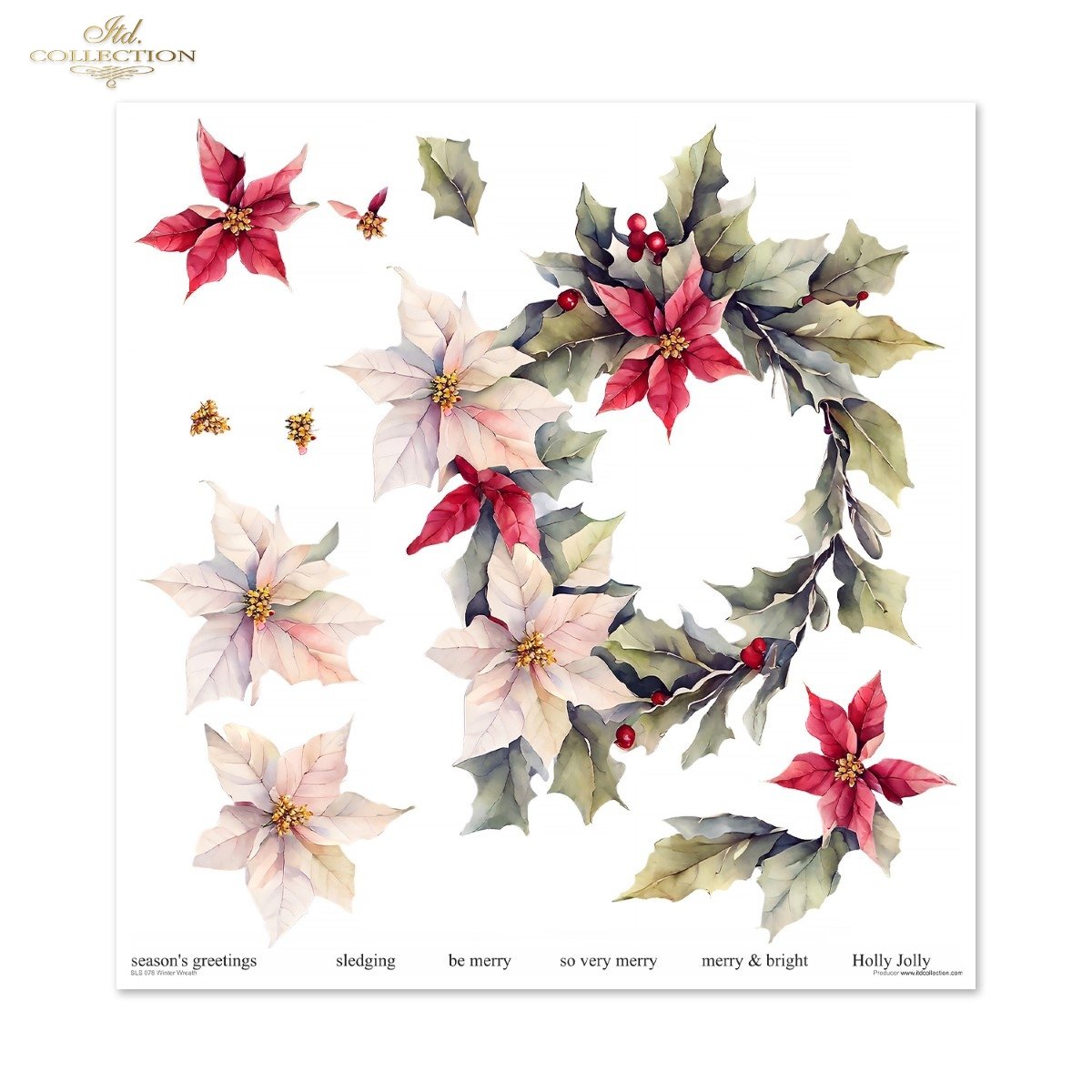 Scrapbooking Papier Winter Wreath Set 310x320 mm 200 g/m2 10 Stück 