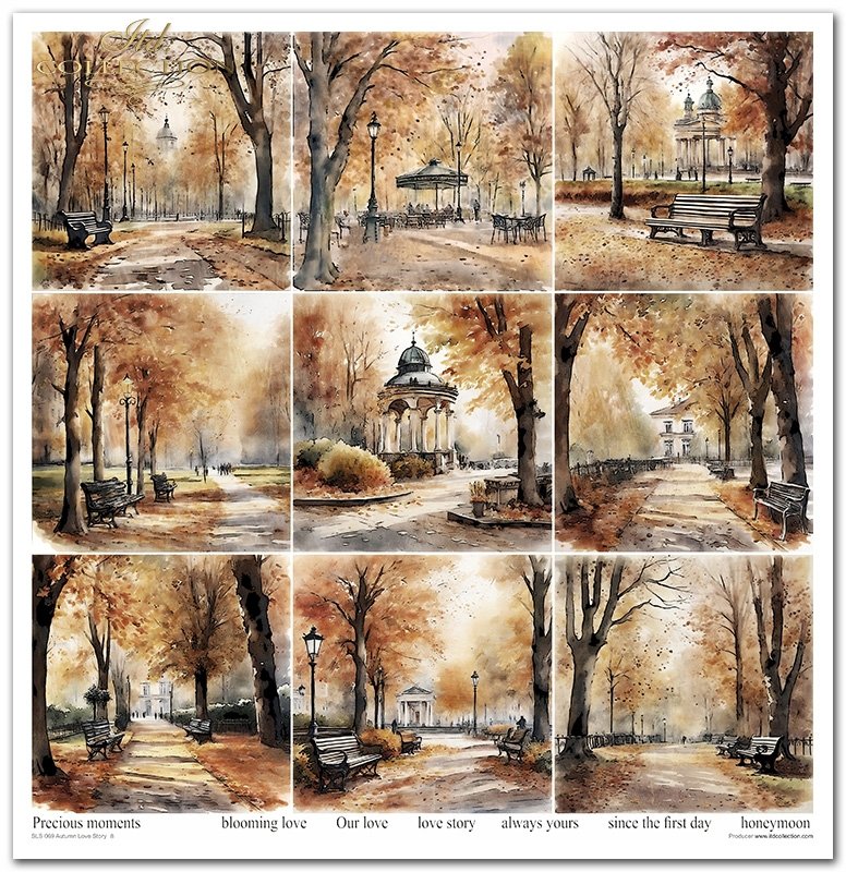 Papiere für Scrapbooking  Autumn Love Story 310x320 mm 200 g/m2 10 Stück 