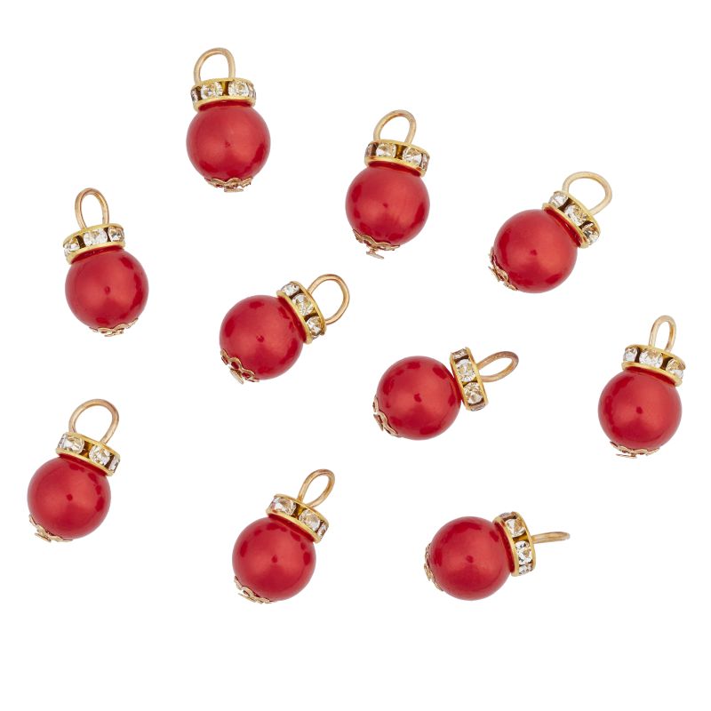 Miniatur Christbaumkugeln rot/gold 1cm 10 Stück