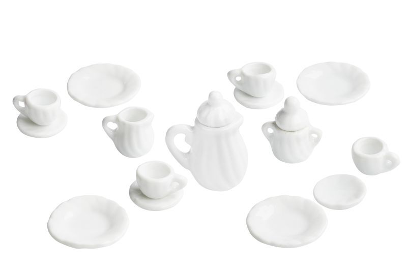 Mini-Kaffeeservice 1,5-3,5cm weiß 15 Teile 