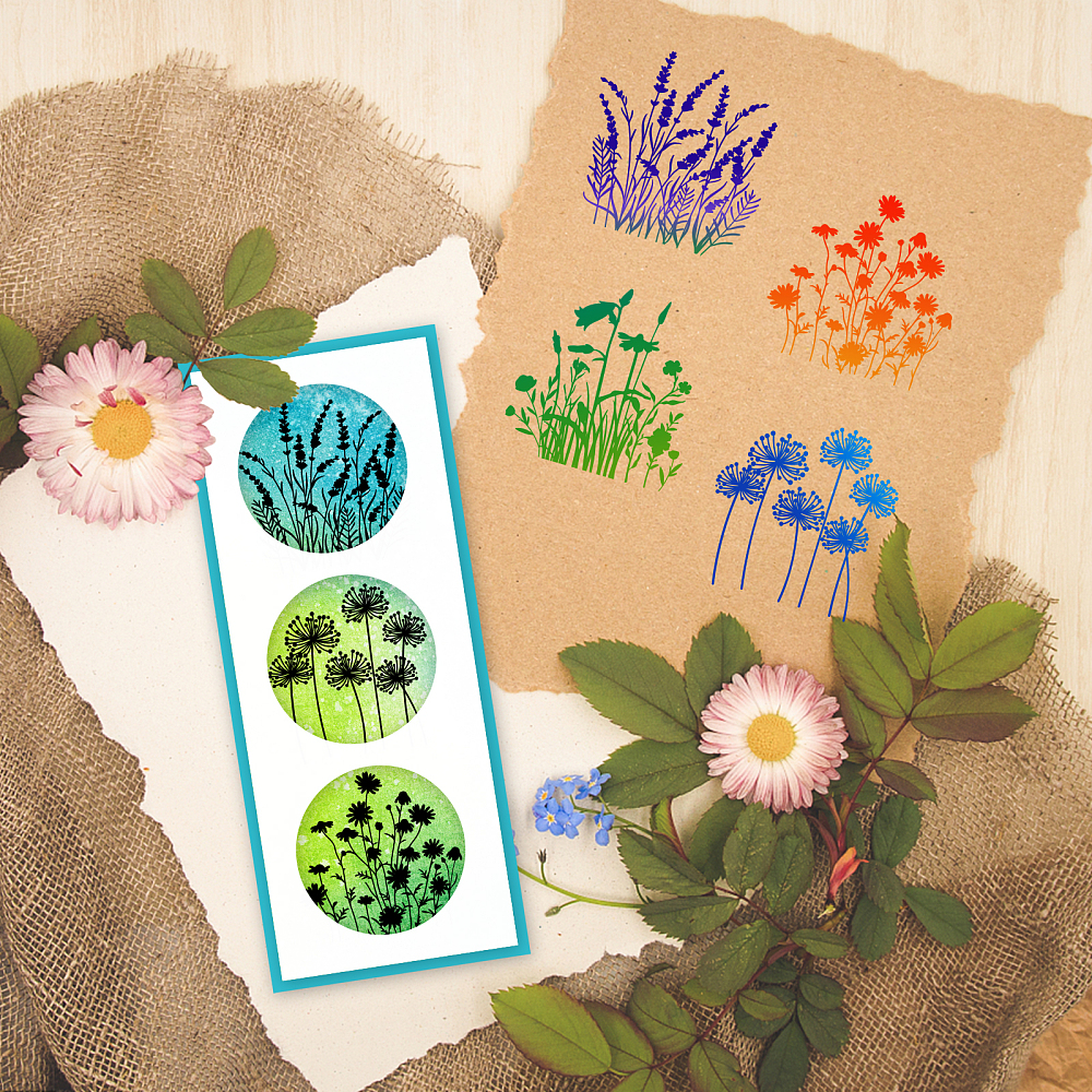 Silikonstempel Set Wildflowers 5x5cm 4 Stück 